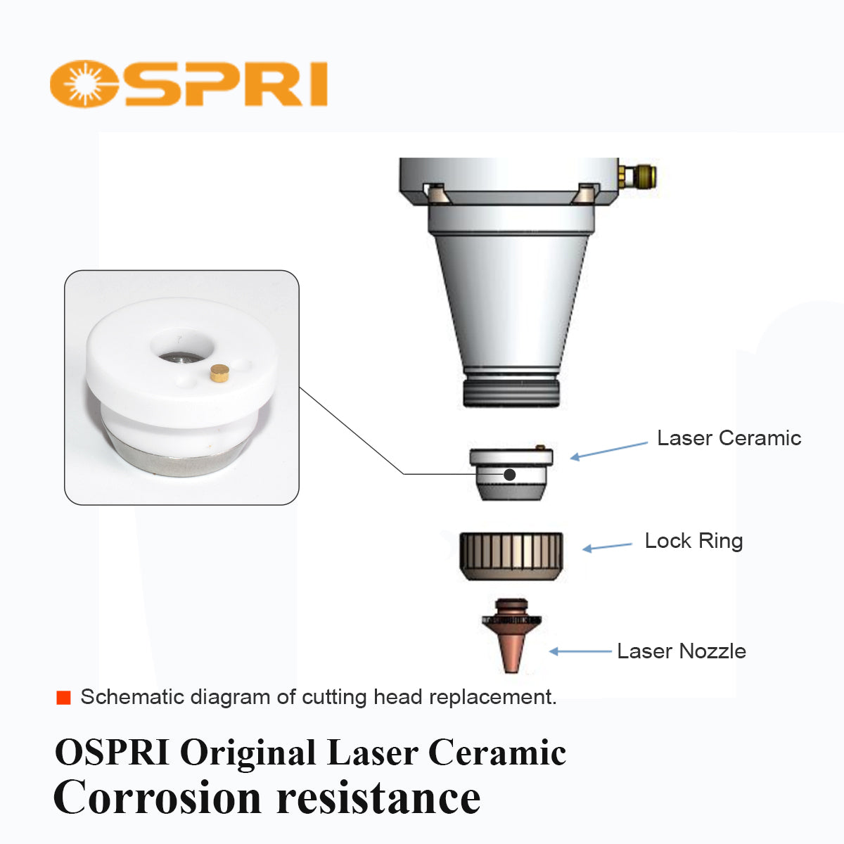 Startnow Original OSPRI Laser Ceramic Ring Holder for Fiber Laser Cutting Head Nozzle Connector Parts