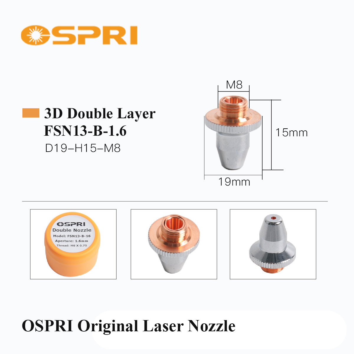 Original OSPRI Fiber Laser Nozzles Single / Double Layer / 3D Copper Nozzle for CNC Laser Cutting Machine Head 1.0–6.0mm