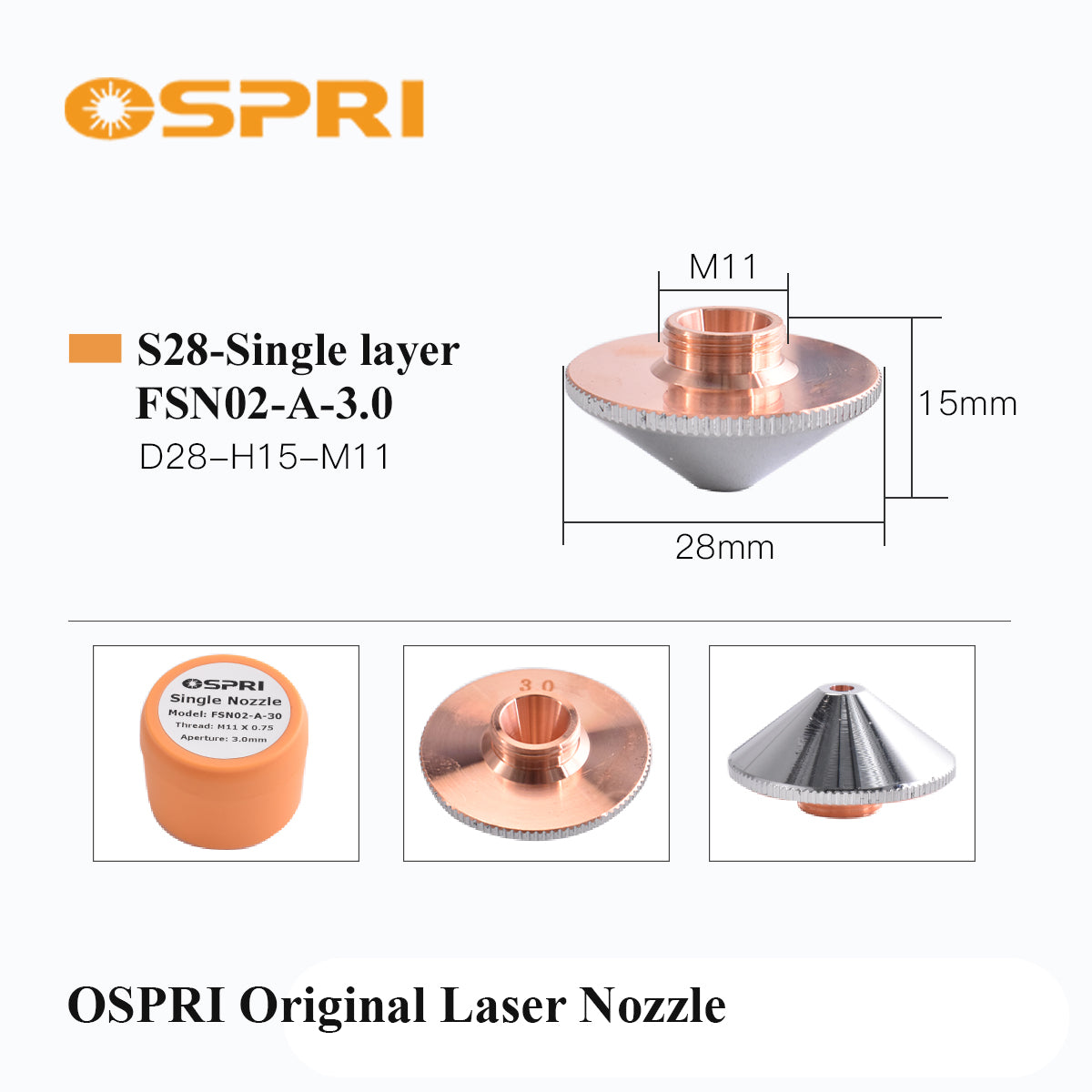 Original OSPRI Fiber Laser Nozzles Single / Double Layer / 3D Copper Nozzle for CNC Laser Cutting Machine Head 1.0–6.0mm