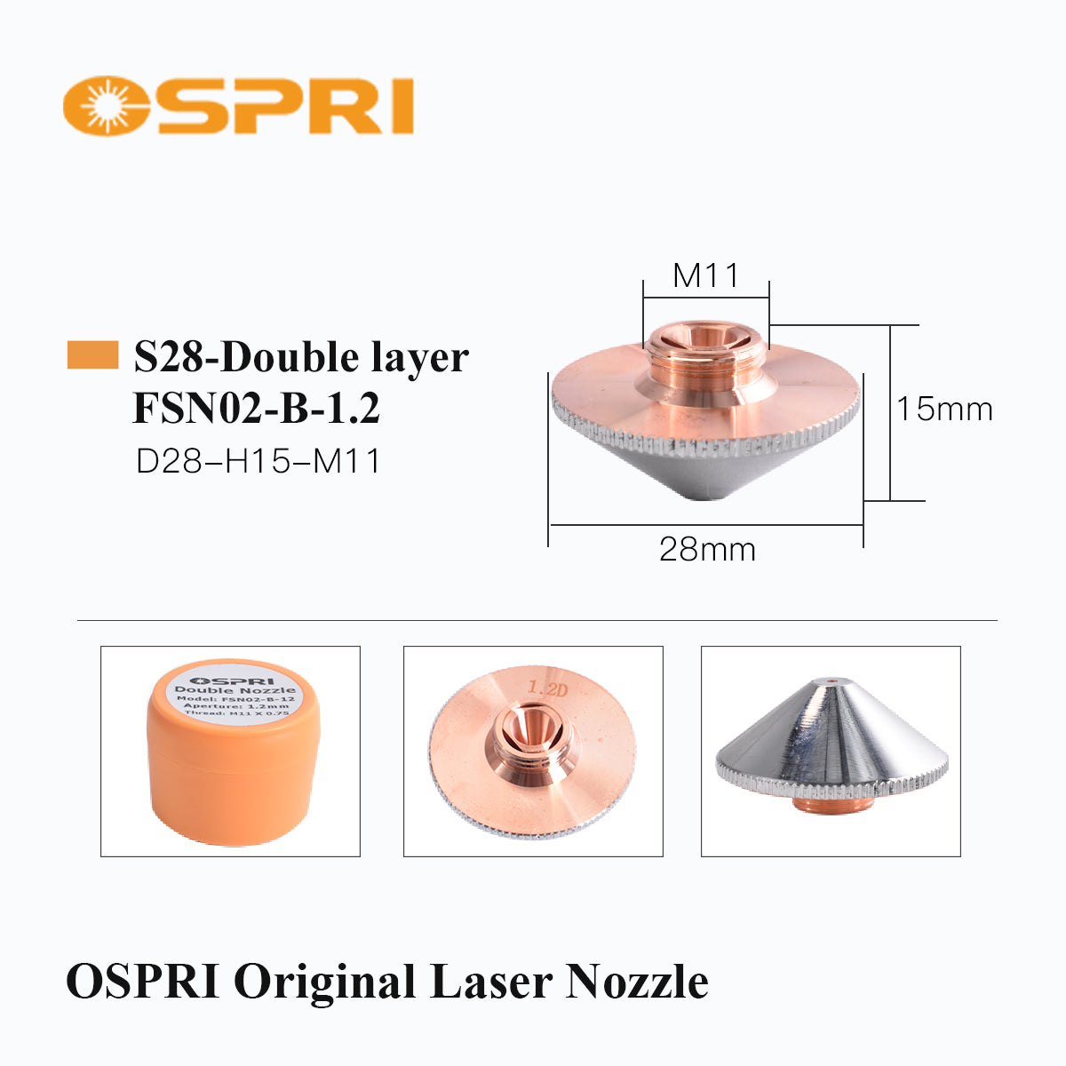 Original OSPRI Fiber Laser Nozzles Single / Double Layer / 3D Copper Nozzle for CNC Laser Cutting Machine Head 1.0–6.0mm
