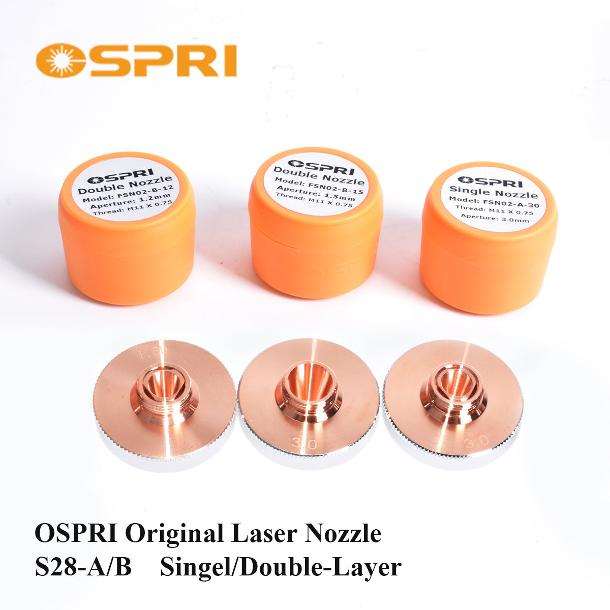 Original OSPRI Fiber Laser Nozzles Single / Double Layer / 3D Copper Nozzle for CNC Laser Cutting Machine Head 1.0–6.0mm