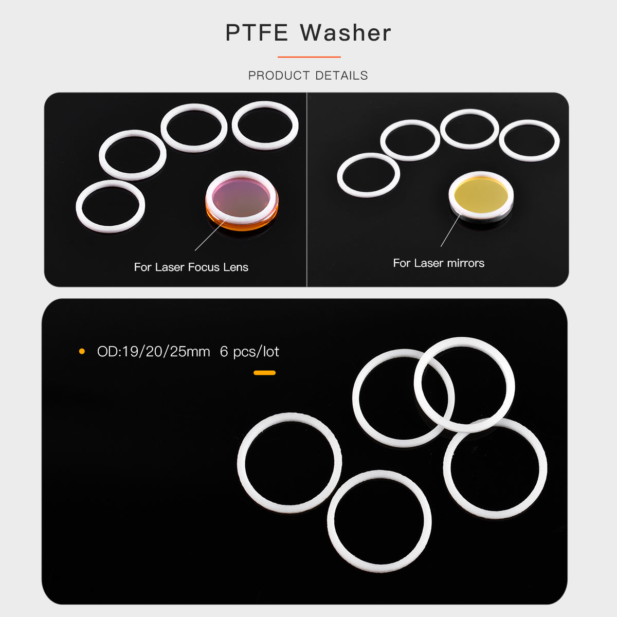 6pcs/lot Focus Lens PTFE Washer Dia.18/19.05/20/25/25.4mm Gasket Anti-slip Protect Sealing Ring