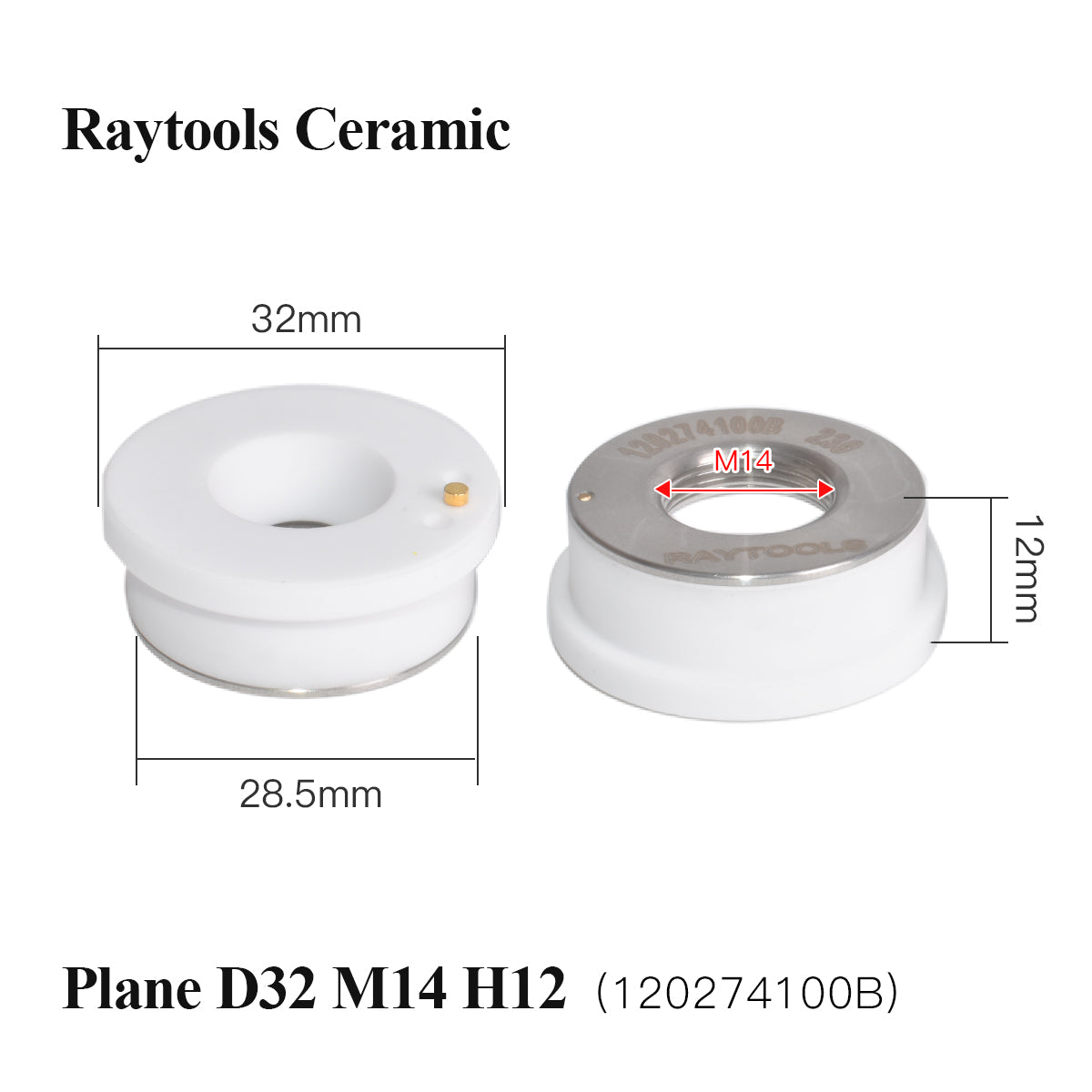 Portaboquillas para cabezal láser Startnow Raytools Original Laser Ceramic D32mm 120274100B