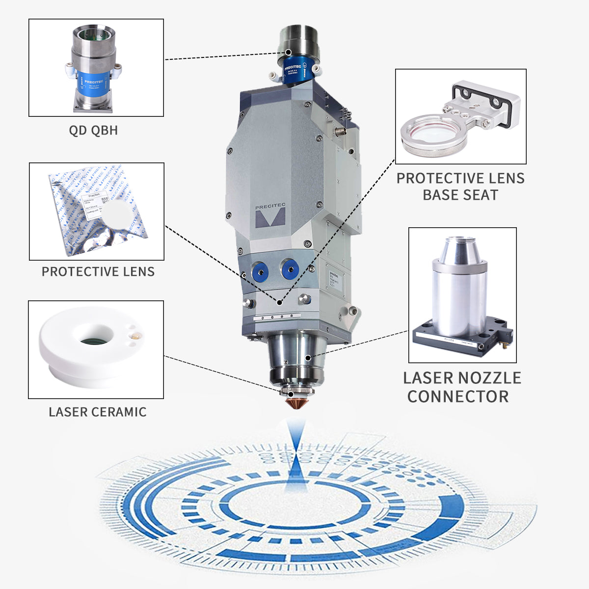 Startnow Precitec Original D30 D37 Laser Focusing and Collimating Lens Holder for Laser Cutting Head