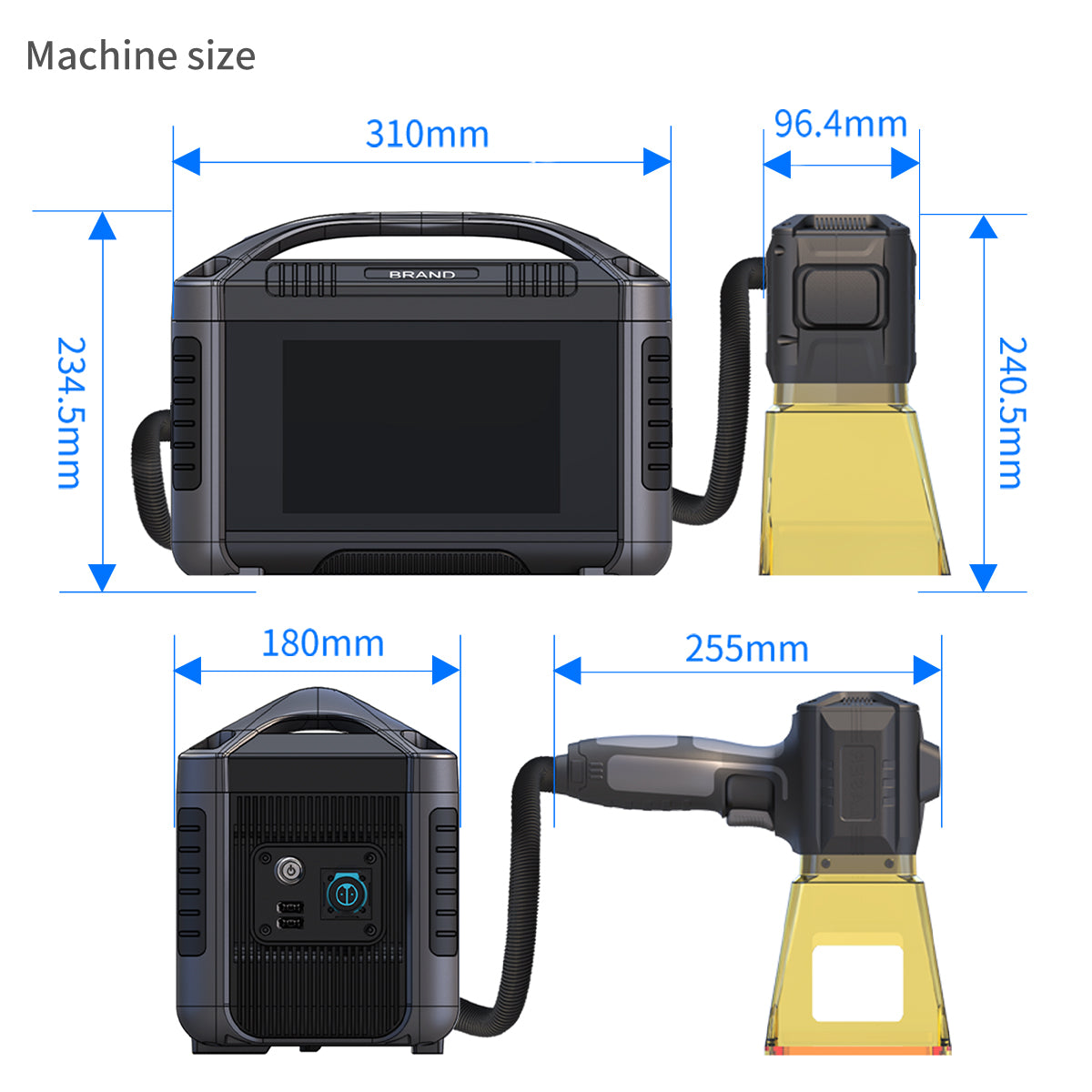 Portable Hand-held Fiber Laser Marking Machine Size