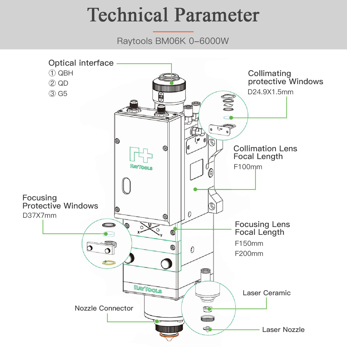 Raytools Auto Focusing Metal Laser Cutting Head BM110 BT210S BT220 BT240S BM111