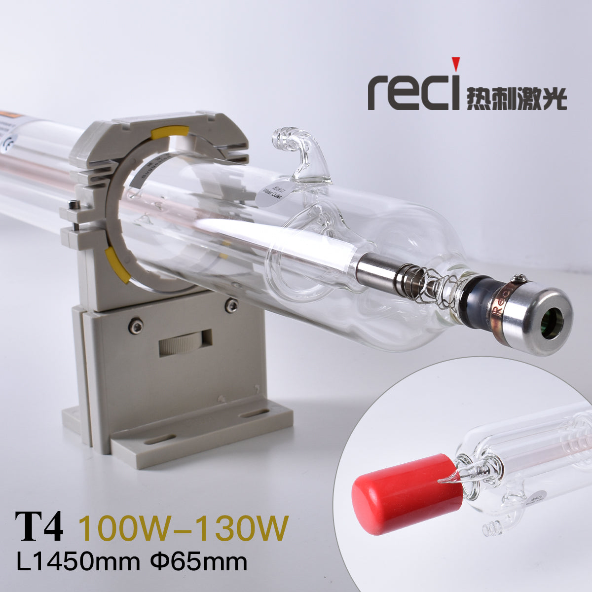 New T4 W4 CO2 Laser Tube T4 Reci 130W 120W D65mm Wooden Box Packing For 100W CO2 Laser Engraving Cuting Machine Lamp Spare Parts