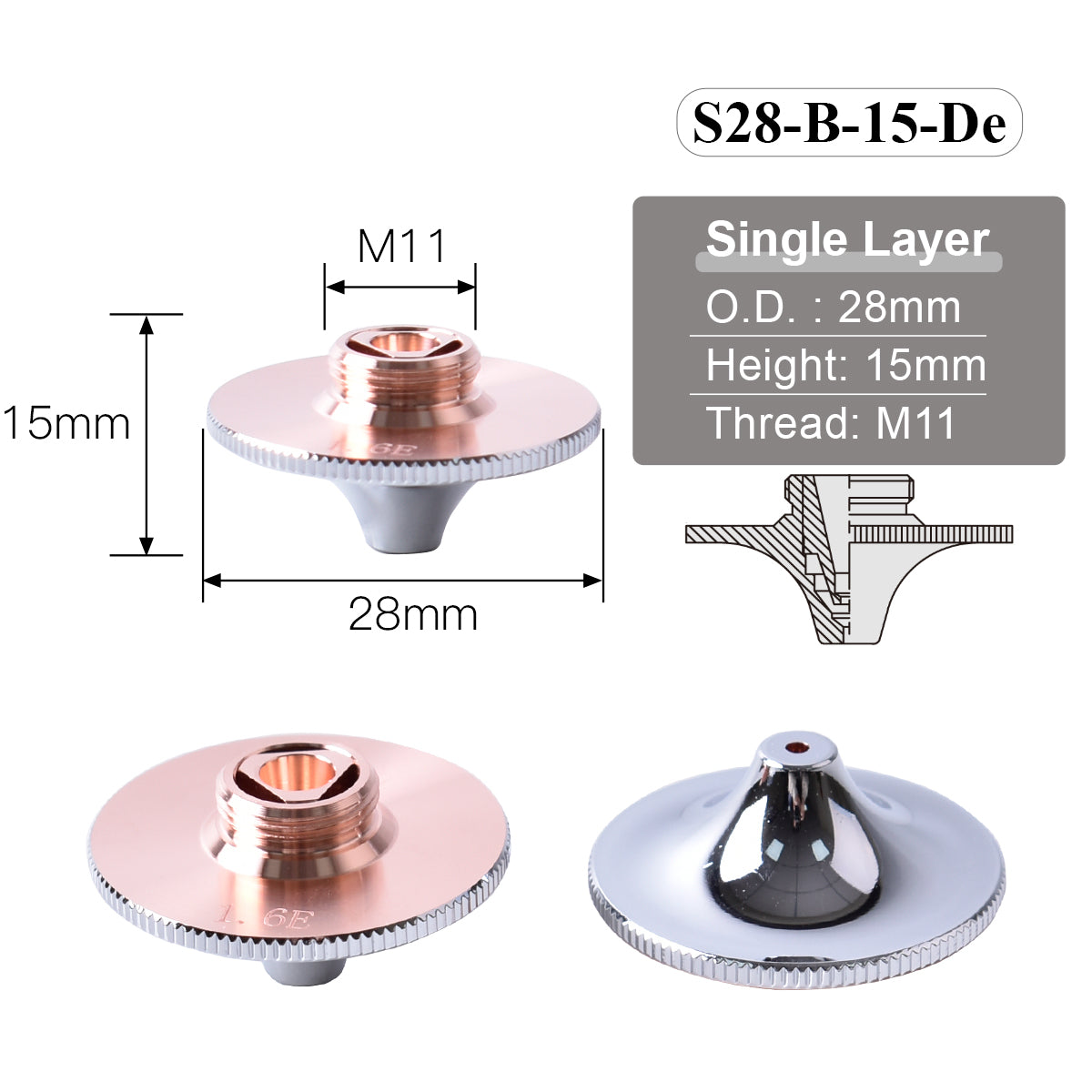 Startnow S28B Laser Cutting Nozzles For Precitec Fiber Machine Weilding Parts