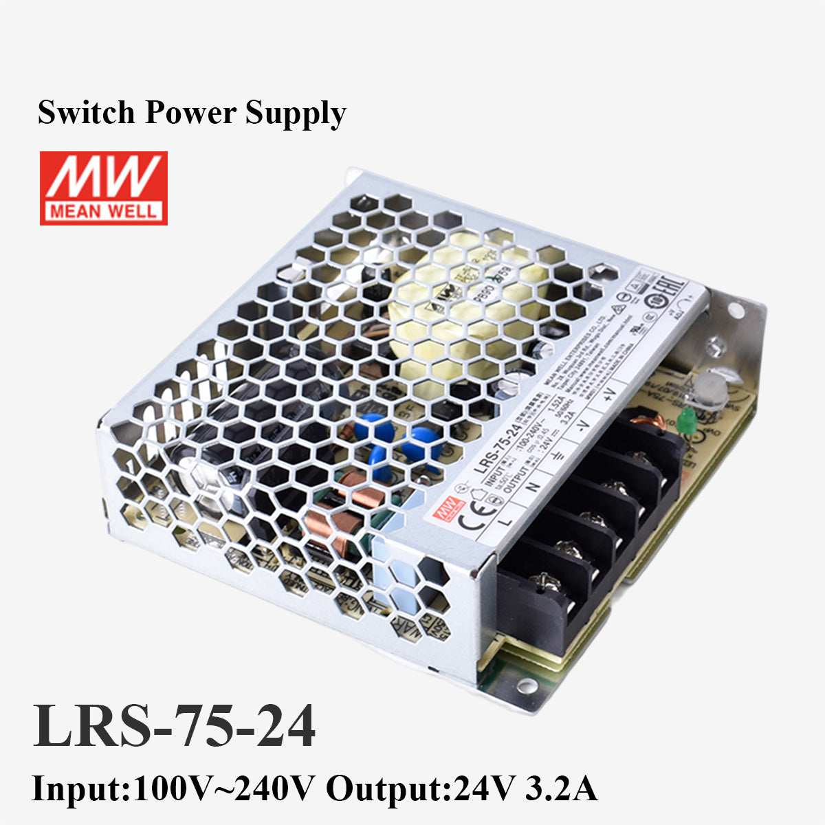 Startnow LRS-75-24 Switch Power Supply Laser Controller 12V 6A 24V 3.2A 75W Original MW Taiwan Meanwell Switching Power Supply