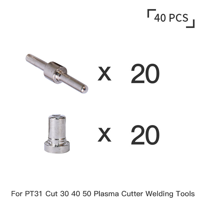 Startnow 40PCS PT31 Plasma Torch Roller Pilot Arc Nozzles Electrode Kits LG-40 Welding Machine CUT40 312