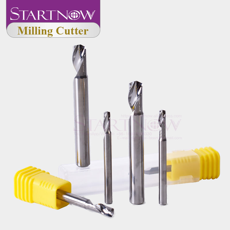 Startnow 5Pcs/Lot Aluminium Alloy Milling Cutter CNC Router Engraving Bit 3.175/4/6mm SHK One Flute Spiral End Mill Cutting Tool