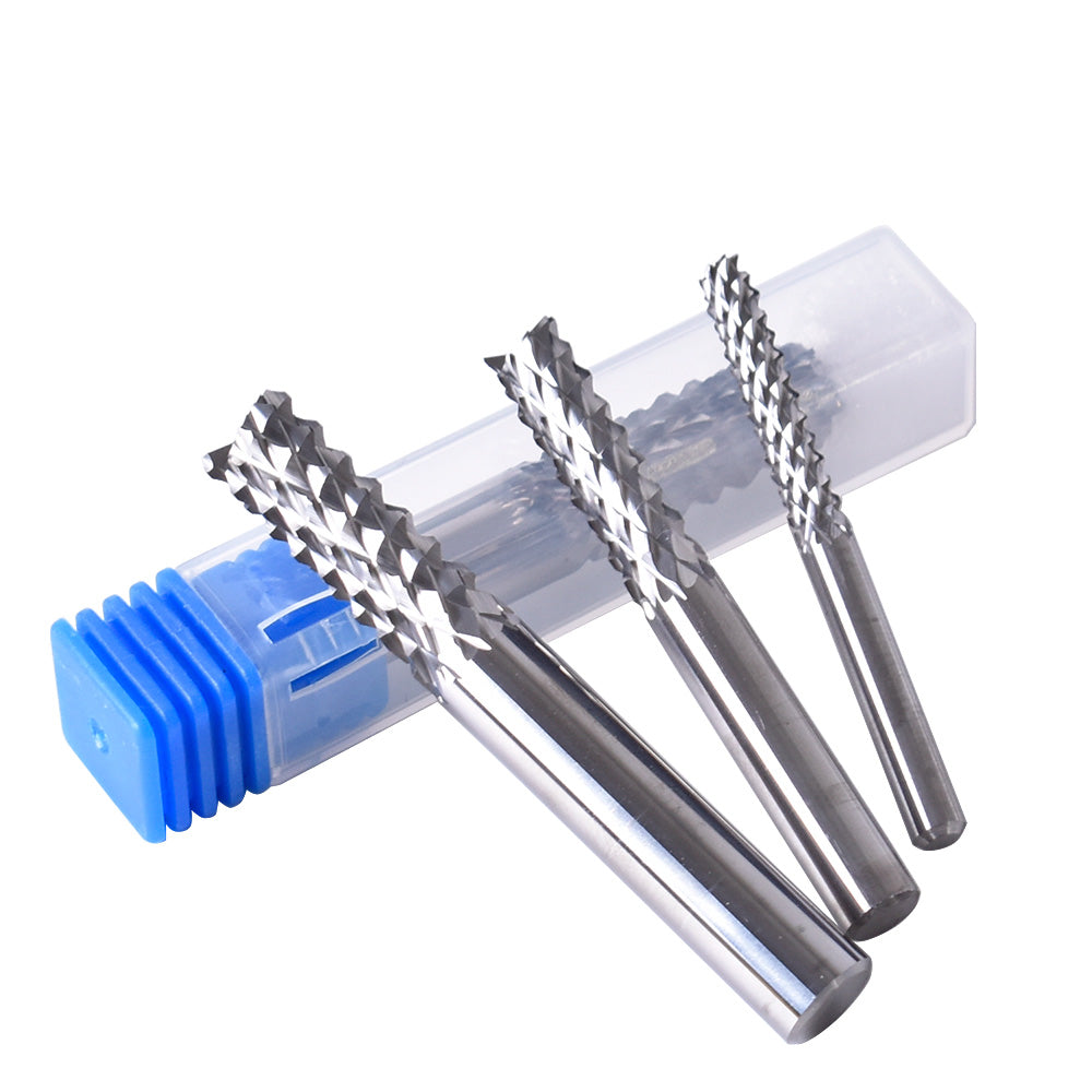 Startnow 5PCS Corn Edge Tooth Milling Cutter 3.175 4 6mm SHK Tungsten Steel PCB Engraving Cutting Router Bits End Mill CNC Tool