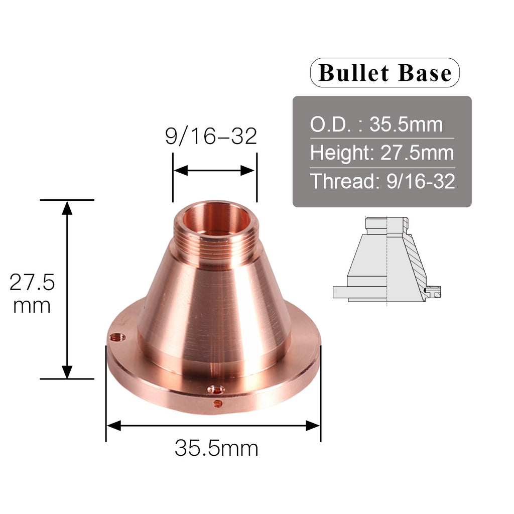 Startnow Laser Cutting Nozzles With Lid Base Bullet Jet For Fiber Laser ...