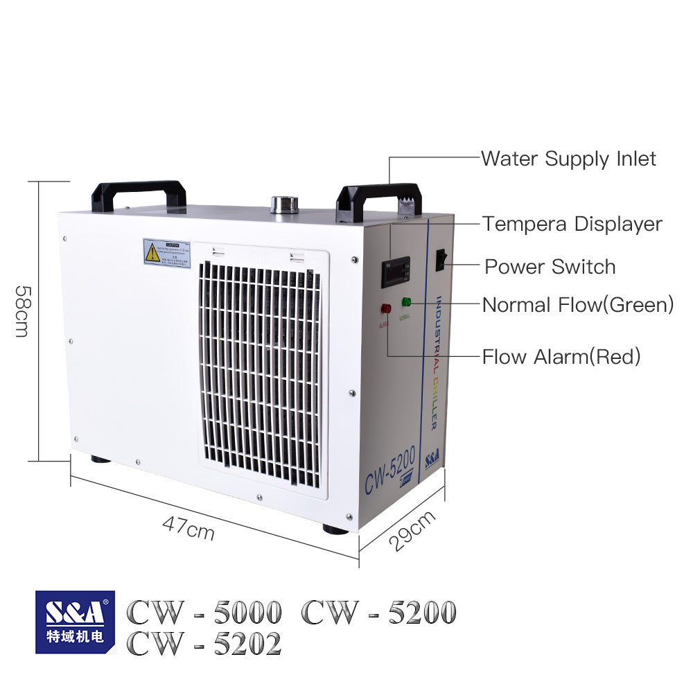 S&A CW5202 Industry Water Chiller Laser Engraver Cutter 150W Laser Tube
