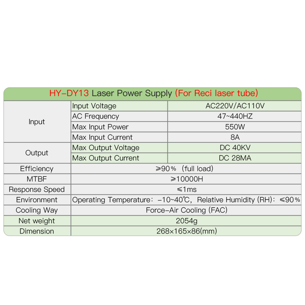 Startnow DY13 CO2 Power Supply For 90W-120W RECI W1/2/4 T1/2/4 V2 100W Laser Tube Laser Engraving Cutting Machine