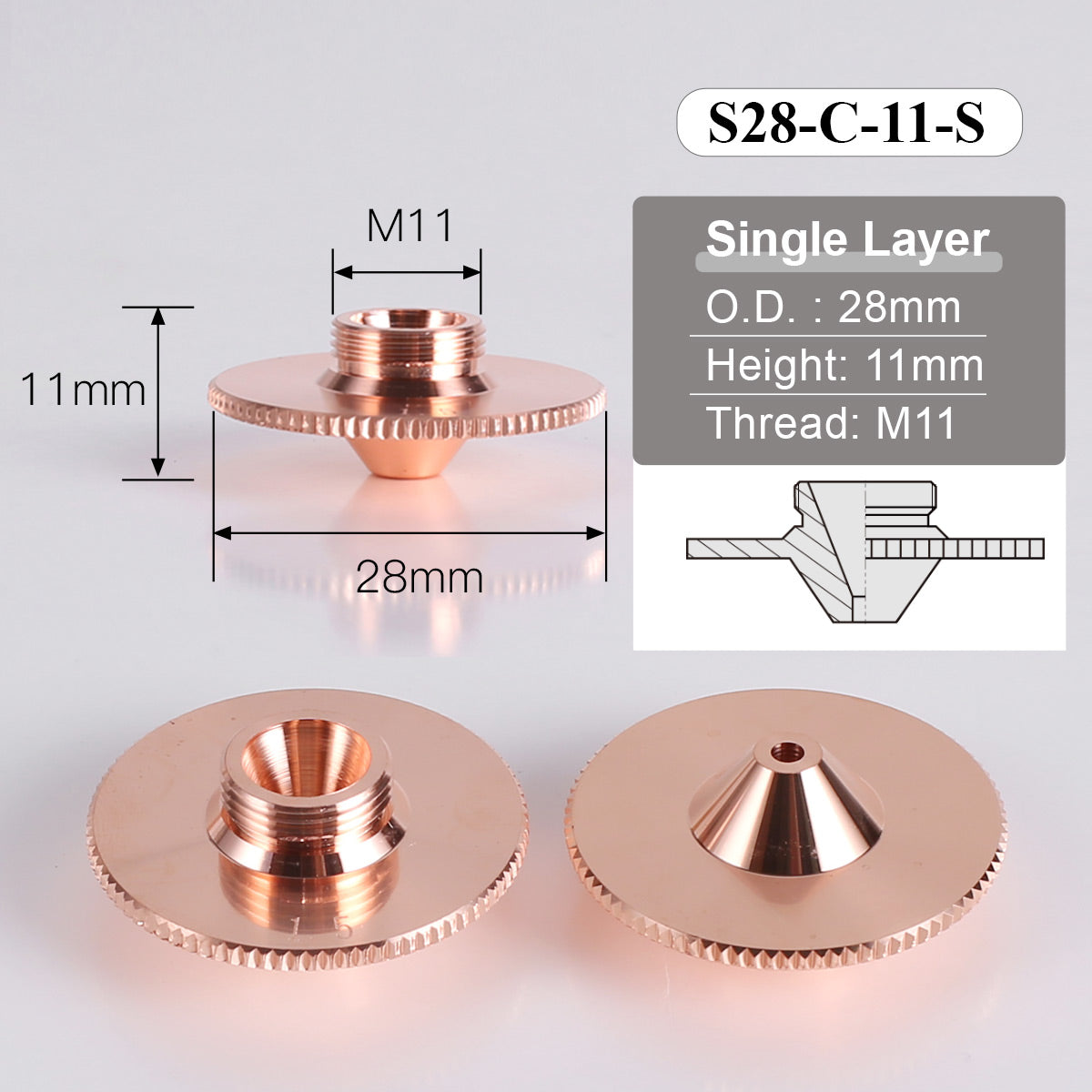 Startnow S28C Bulge Laser Nozzle For Raytools Precitec Nozzles Fitting Parts