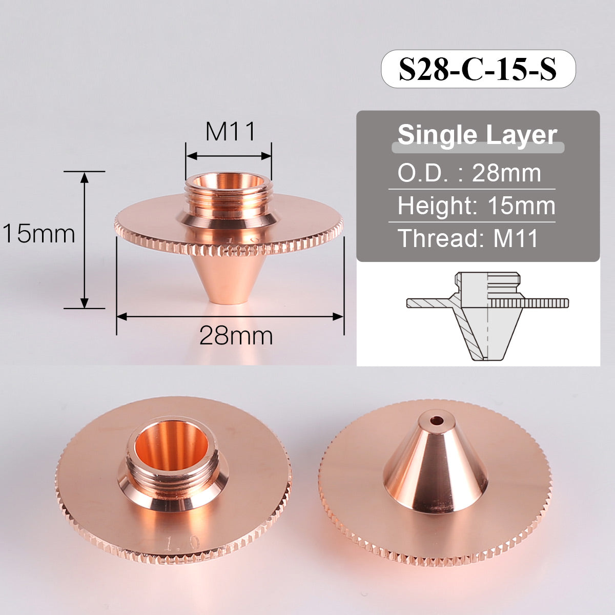 Bulge Laser Nozzle M11 Single Layer