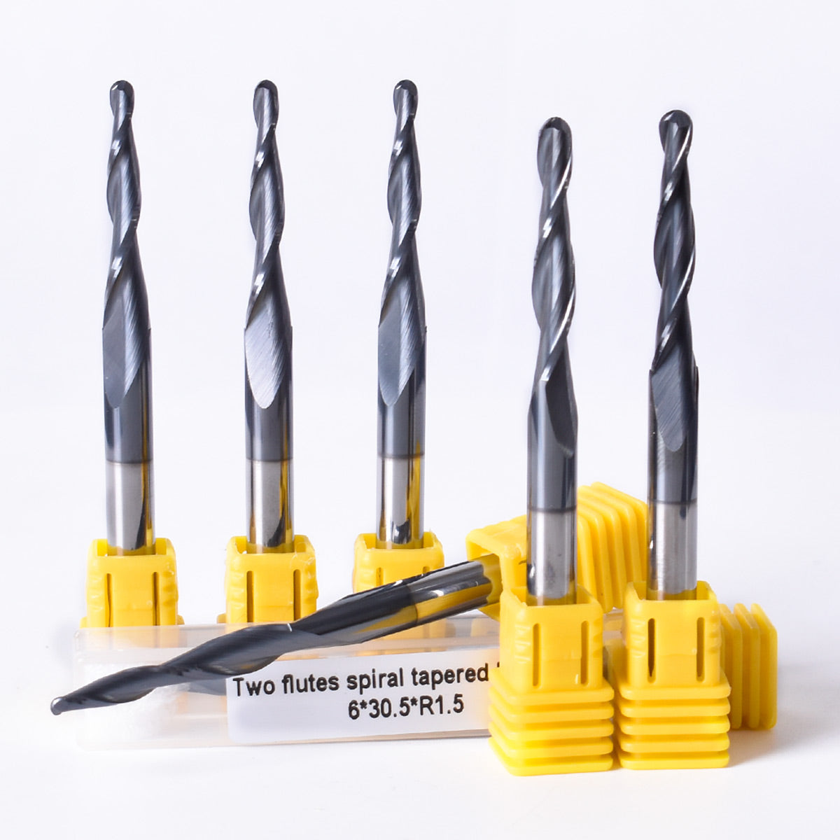 Two Flute Bit Startnow 5PCS Ball Nose Bits Tapered Two Flutes Spiral Milling Cutters